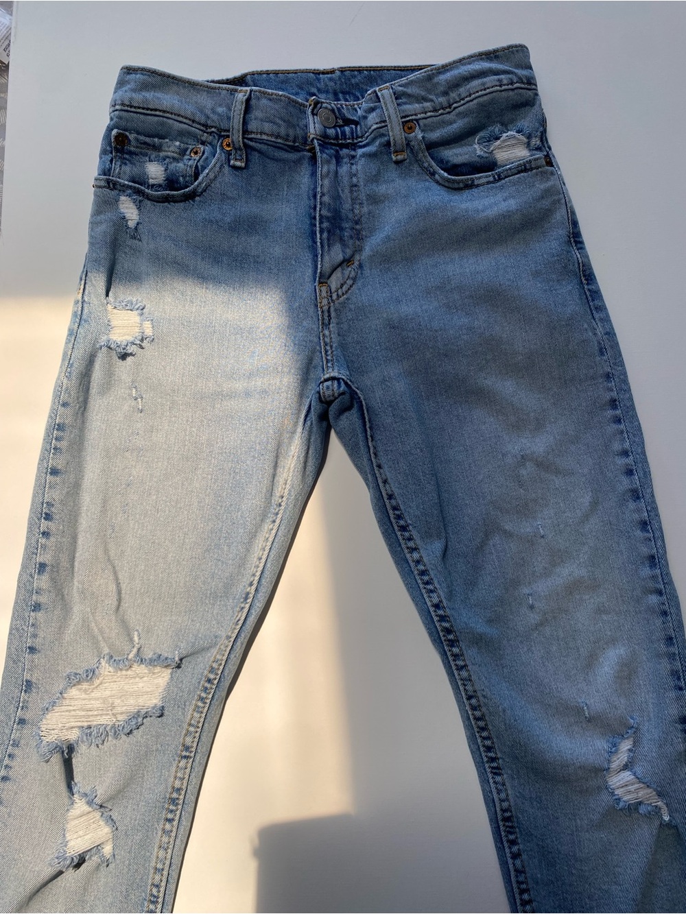 Levi's 510 Slim Taper Men's Jeans W29 L30 Light Wash Distressed Flex Stretch